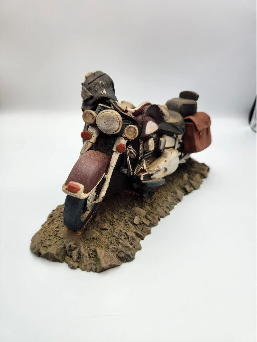 Vintage Handcrafted Motorcycle Figurine Statue Cruiser Bike w/ Jacket H2